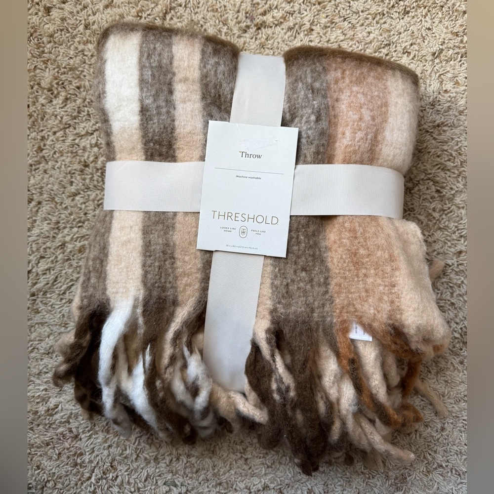 Threshold plaid throw blanket